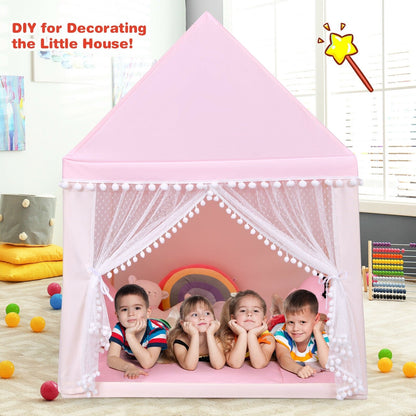 Kids Play Tent Large Playhouse Children Play Castle Fairy Tent Gift with Mat, Pink - Gallery Canada