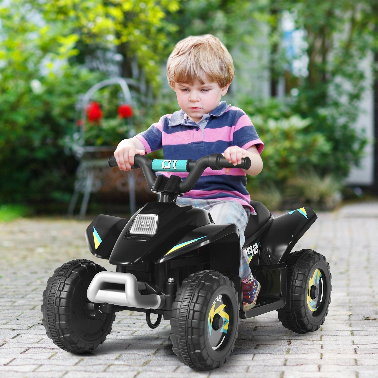 6V Kids Electric ATV 4 Wheels Ride-On Toy, Black Powered Ride On Toys   at Gallery Canada