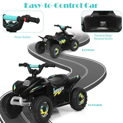 6V Kids Electric ATV 4 Wheels Ride-On Toy, Black Powered Ride On Toys   at Gallery Canada