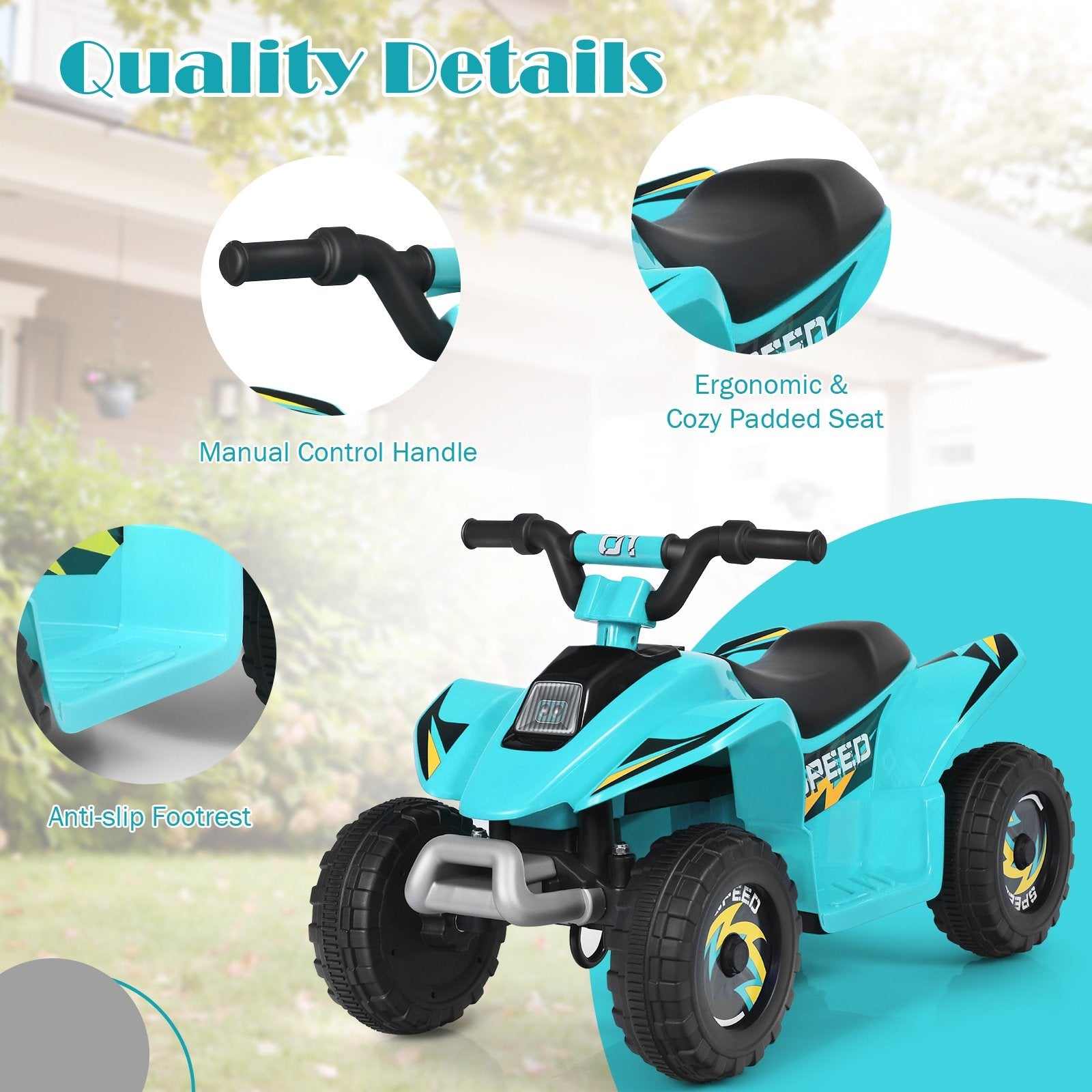 6V Kids Electric ATV 4 Wheels Ride-On Toy , Blue Powered Ride On Toys   at Gallery Canada