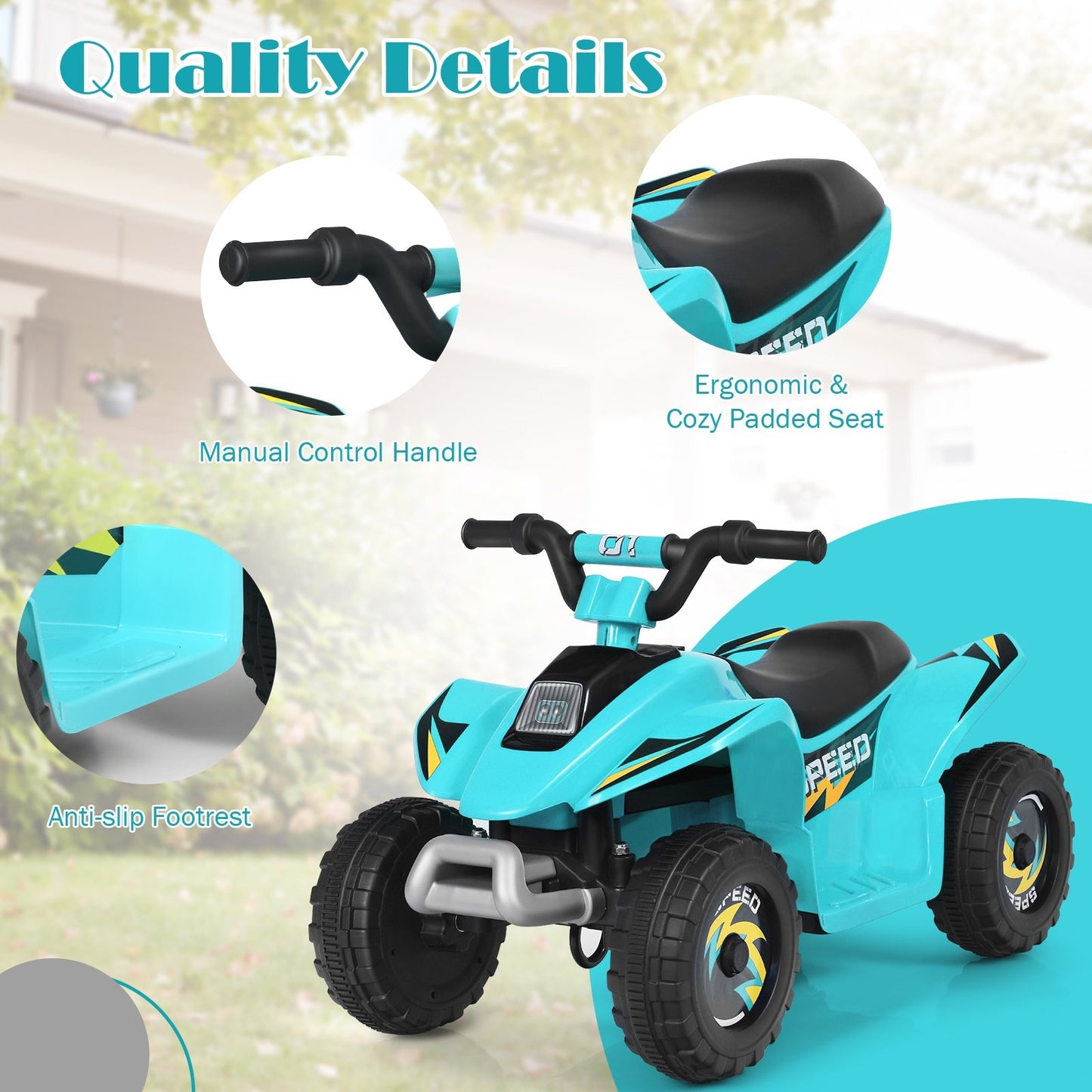 6V Kids Electric ATV 4 Wheels Ride-On Toy , Blue - Gallery Canada