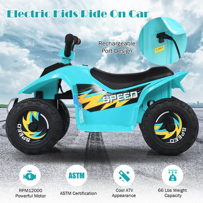 6V Kids Electric ATV 4 Wheels Ride-On Toy , Blue Powered Ride On Toys   at Gallery Canada