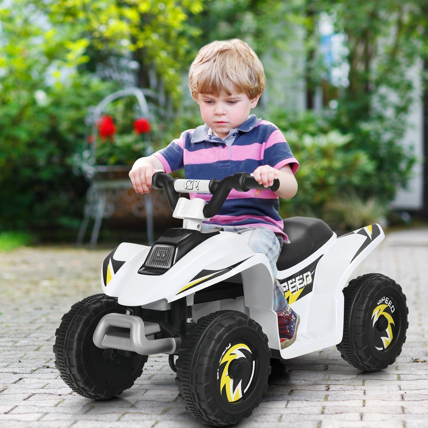 6V Kids Electric ATV 4 Wheels Ride-On Toy , White Powered Ride On Toys   at Gallery Canada