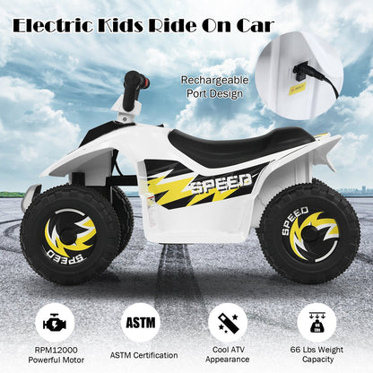 6V Kids Electric ATV 4 Wheels Ride-On Toy , White Powered Ride On Toys   at Gallery Canada