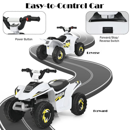 6V Kids Electric ATV 4 Wheels Ride-On Toy , White Powered Ride On Toys   at Gallery Canada