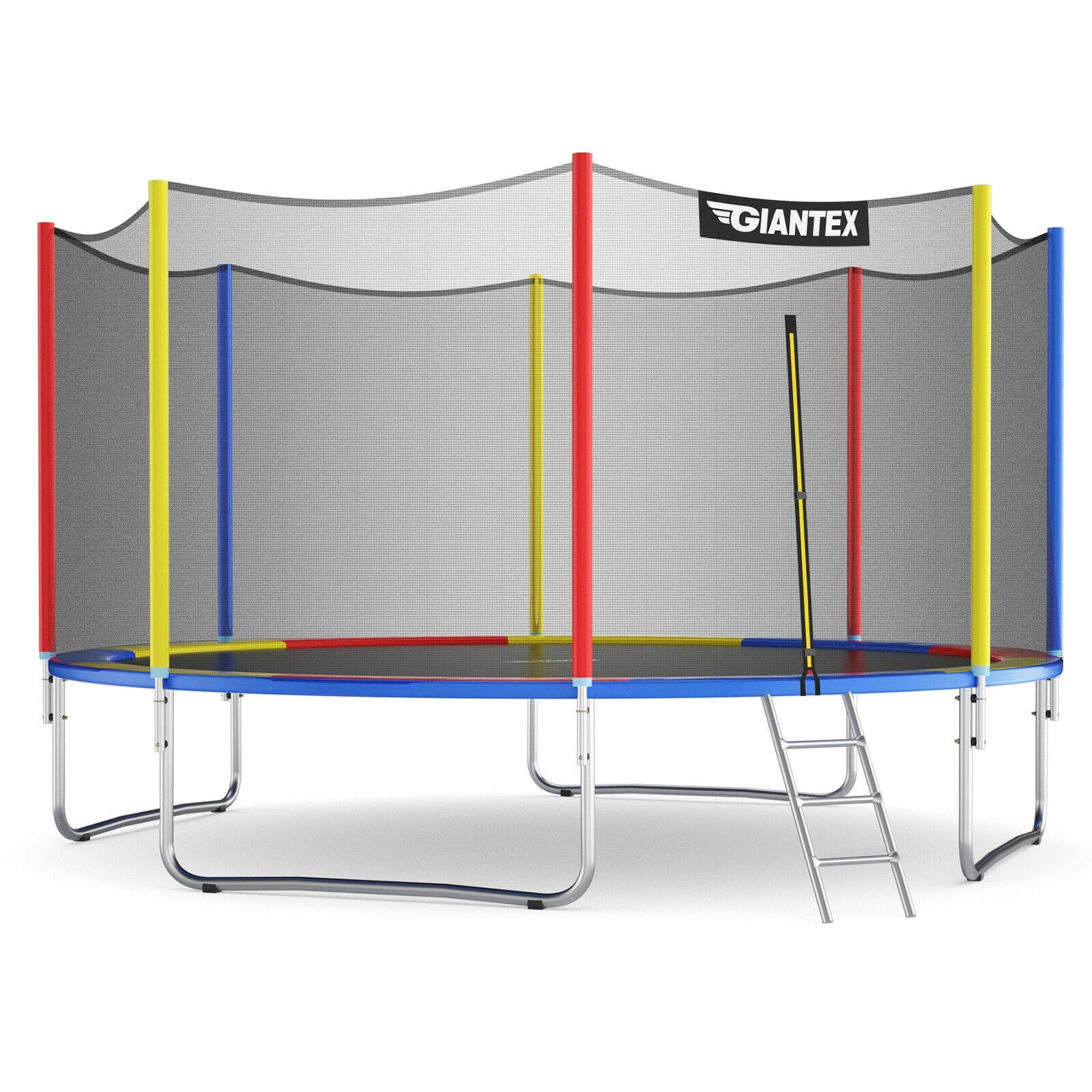 14 Feet Trampoline with Safety Enclosure Net and Ladder Outdoor for Kids Adults, Multicolor Trampolines Multicolor at Gallery Canada