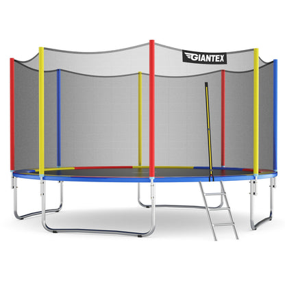 14 Feet Trampoline with Safety Enclosure Net and Ladder Outdoor for Kids Adults, Multicolor Trampolines Multicolor at Gallery Canada