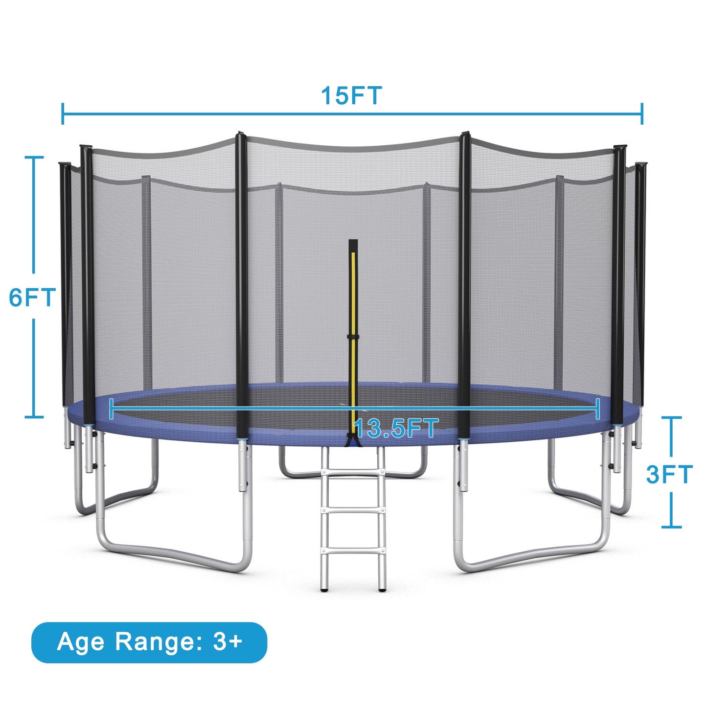 8/10/12/14/15/16Feet Outdoor Trampoline Bounce Combo with Safety Closure Net Ladder-15 ft, Black Trampolines   at Gallery Canada