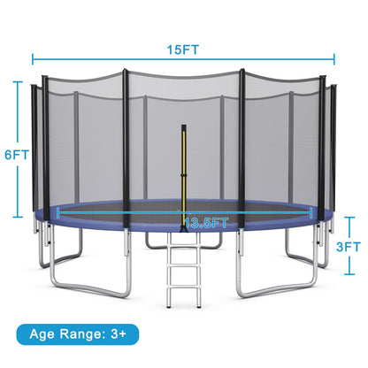 8/10/12/14/15/16Feet Outdoor Trampoline Bounce Combo with Safety Closure Net Ladder-15 ft, Black Trampolines   at Gallery Canada