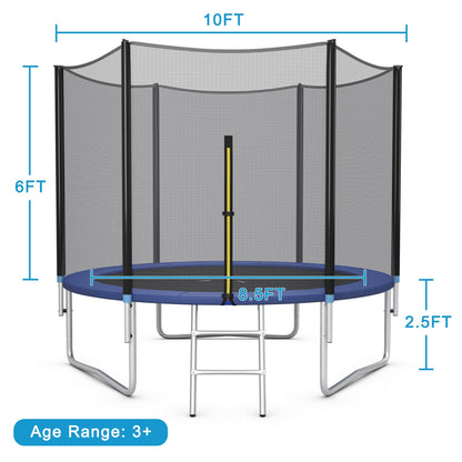 8/10/12/14/15/16Feet Outdoor Trampoline Bounce Combo with Safety Closure Net Ladder-10 ft, Black Trampolines   at Gallery Canada