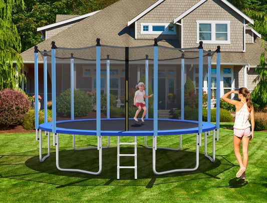 Outdoor Trampoline with Safety Closure Net-16 ft, Blue Trampolines Blue  at Gallery Canada