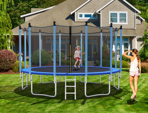 Outdoor Trampoline with Safety Closure Net-16 ft, Blue