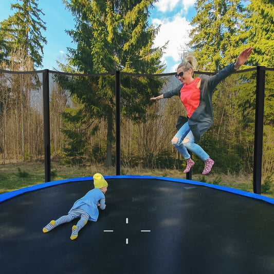 8/10/12/14/15/16 Feet Outdoor Trampoline Bounce Combo with Safety Closure Net Ladder-8 ft, Black Trampolines Black  at Gallery Canada