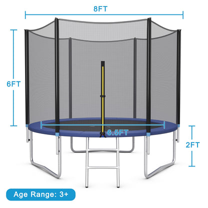 8/10/12/14/15/16 Feet Outdoor Trampoline Bounce Combo with Safety Closure Net Ladder-8 ft, Black Trampolines   at Gallery Canada