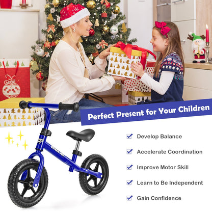 Kids No Pedal Balance Bike with Adjustable Handlebar and Seat, Blue Balance Bikes   at Gallery Canada