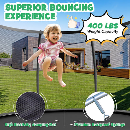 8 Feet ASTM Approved Recreational Trampoline with Ladder, Black - Gallery Canada