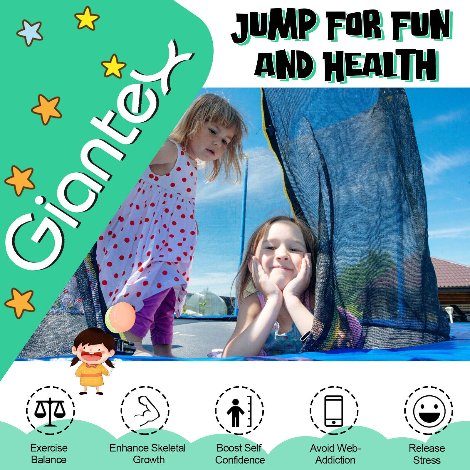 12/14/15/16 Feet Outdoor Recreational Trampoline with Ladder and Enclosure Net-16 ft, Black Trampolines   at Gallery Canada