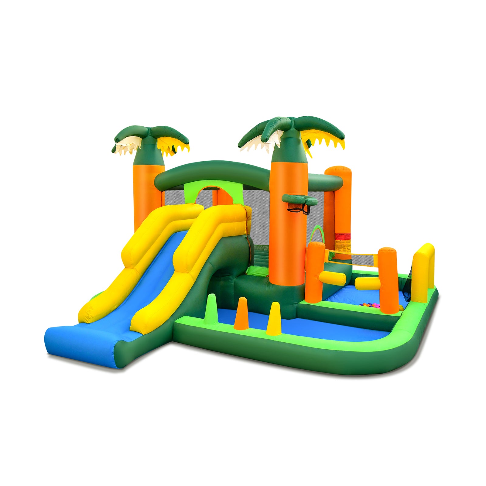 8-in-1 Tropical Inflatable Bounce Castle with 2 Ball Pits Slide and Tunnel Without Blower Bounce House at Gallery Canada