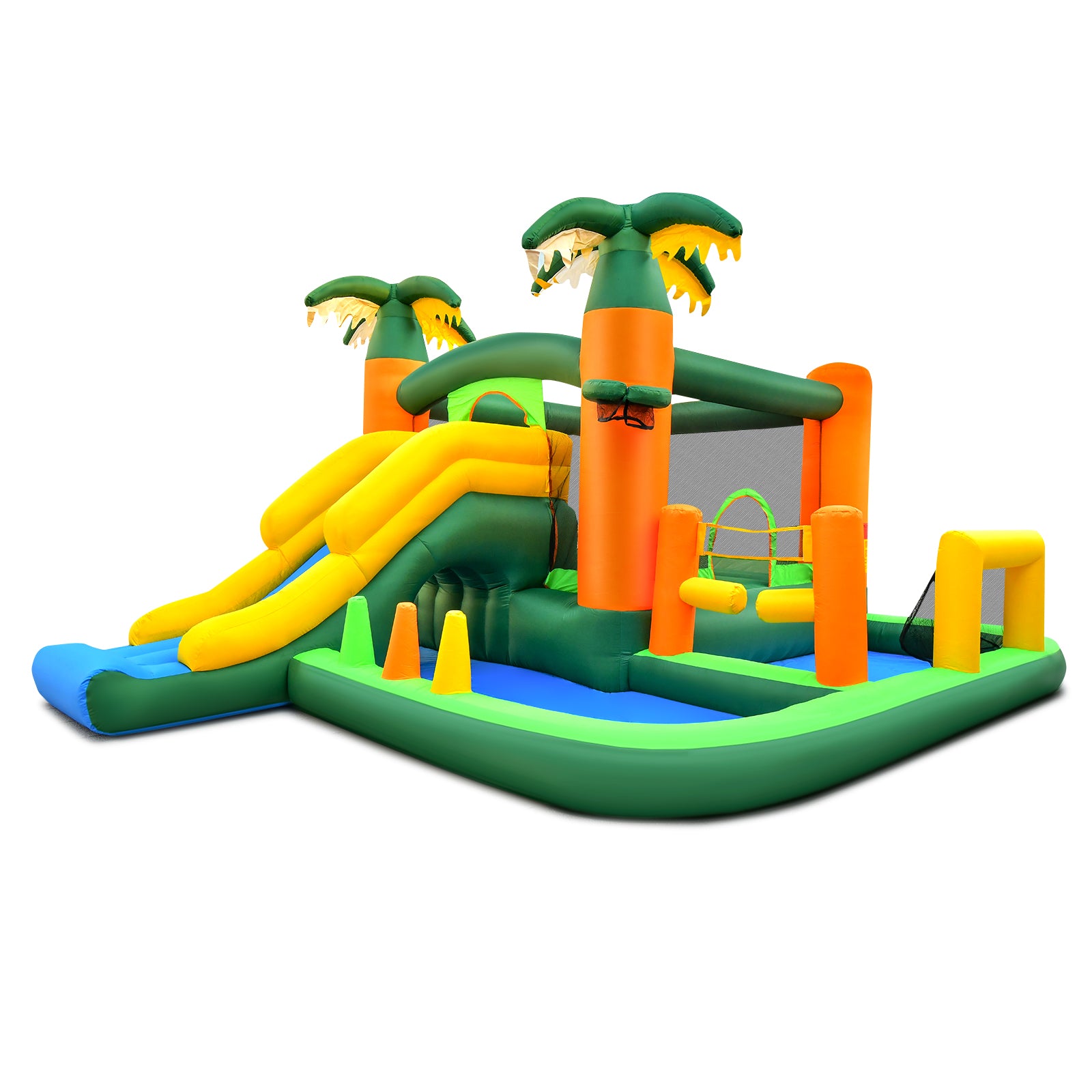 8-in-1 Tropical Inflatable Bounce Castle with 2 Ball Pits Slide and Tunnel Without Blower Bounce House at Gallery Canada