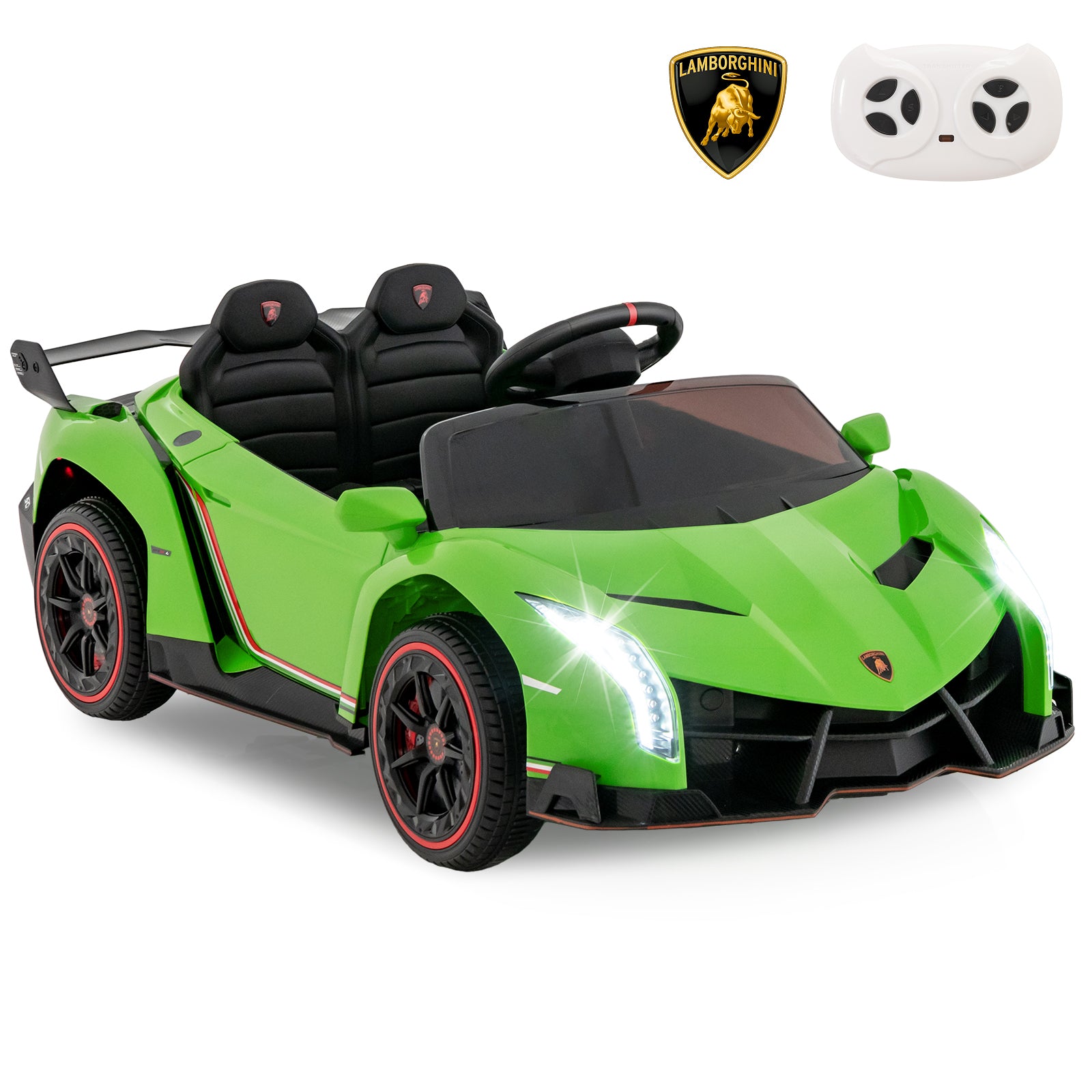 12V Licensed Lamborghini 4WD Kids Ride-on Sports Car with 2.4G Remote, Green Powered Ride On Toys   at Gallery Canada