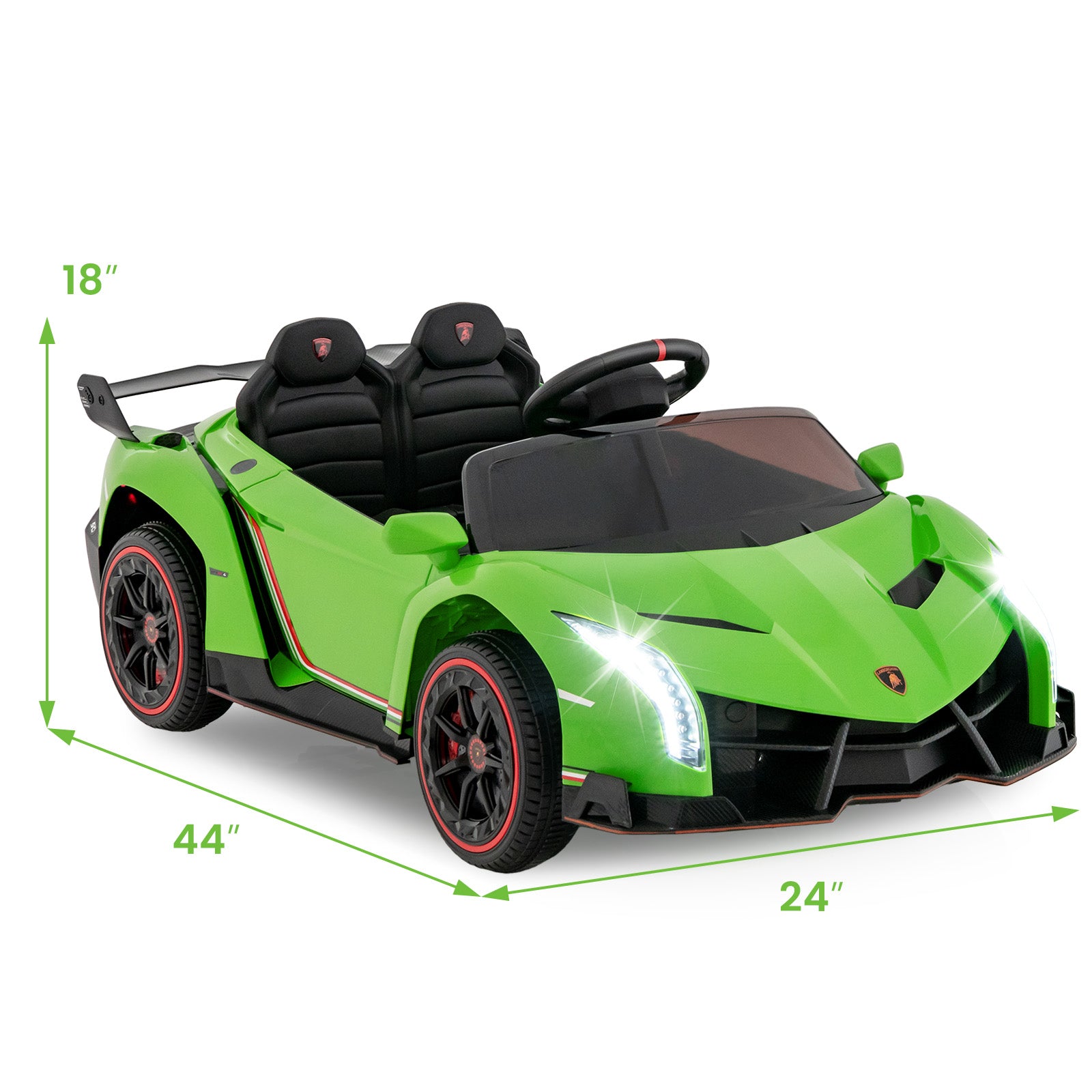 12V Licensed Lamborghini 4WD Kids Ride-on Sports Car with 2.4G Remote, Green Powered Ride On Toys   at Gallery Canada