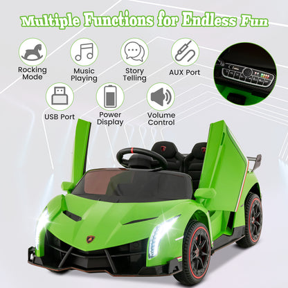 12V Licensed Lamborghini 4WD Kids Ride-on Sports Car with 2.4G Remote, Green Powered Ride On Toys   at Gallery Canada