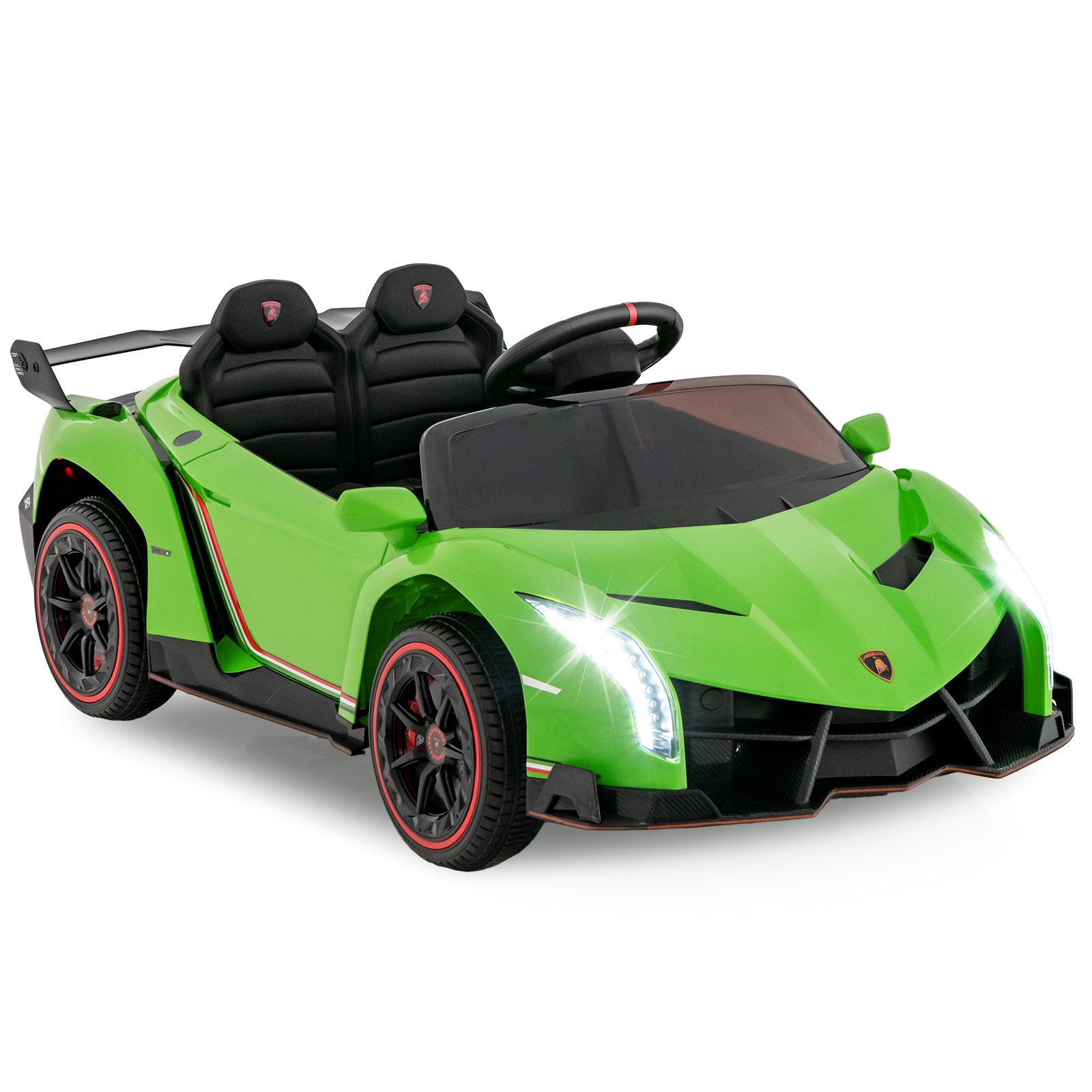 12V Licensed Lamborghini 4WD Kids Ride-on Sports Car with 2.4G Remote, Green Powered Ride On Toys Green  at Gallery Canada