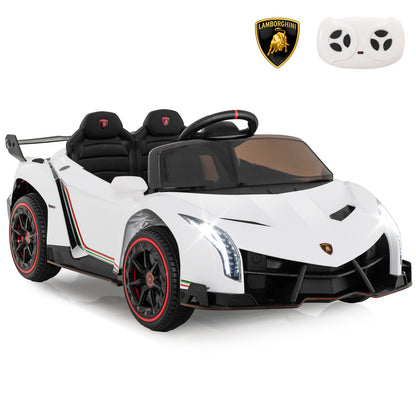 12V Licensed Lamborghini 4WD Kids Ride-on Sports Car with 2.4G Remote, White Powered Ride On Toys   at Gallery Canada