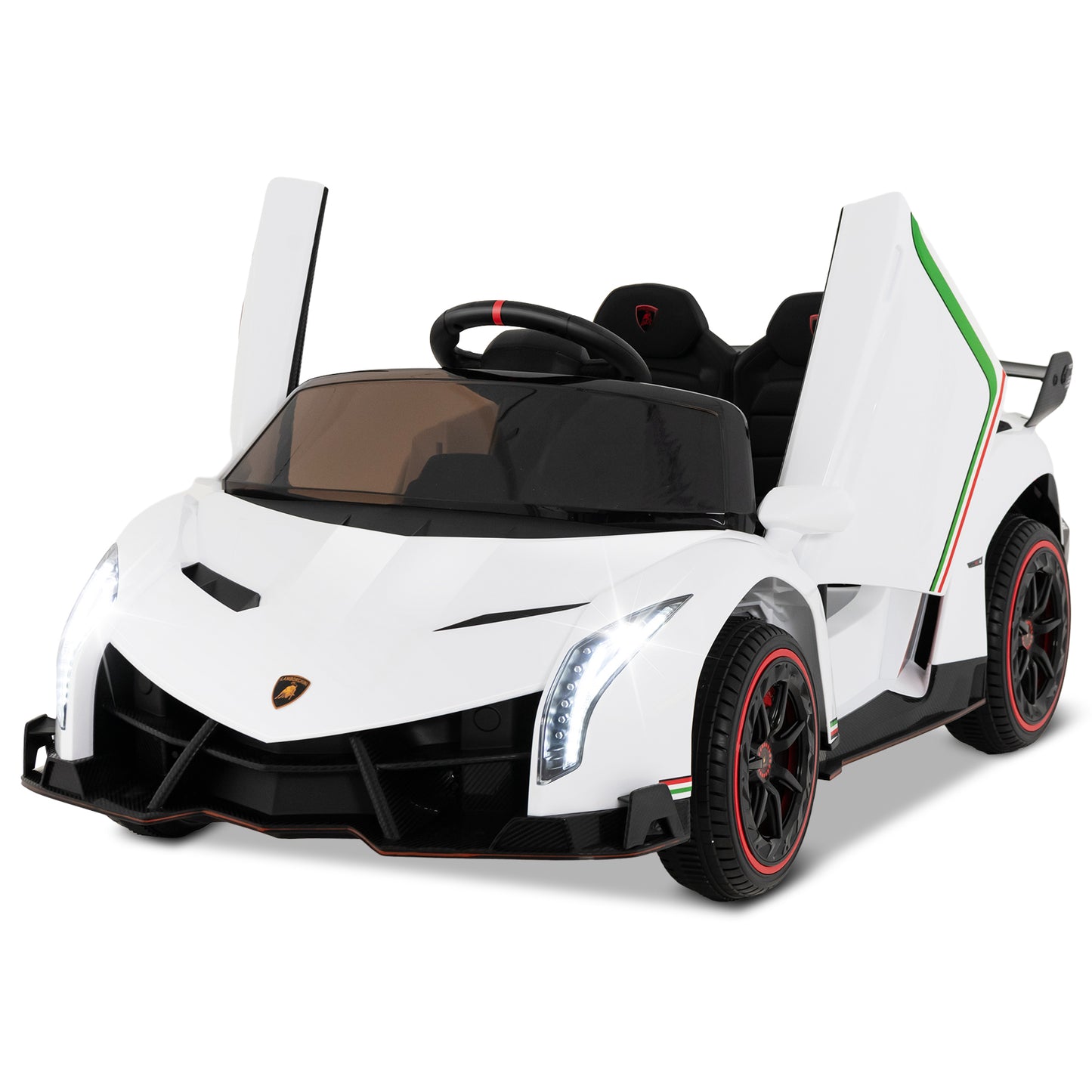 12V Licensed Lamborghini 4WD Kids Ride-on Sports Car with 2.4G Remote, White Powered Ride On Toys   at Gallery Canada