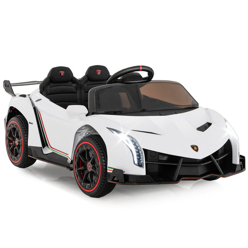 12V Licensed Lamborghini 4WD Kids Ride-on Sports Car with 2.4G Remote, White