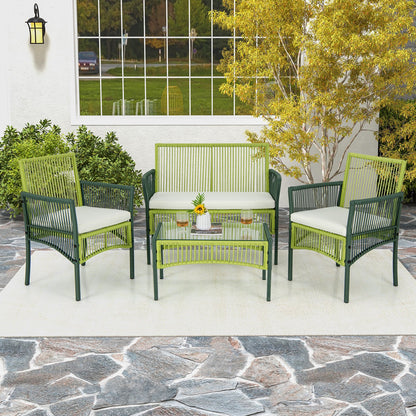 4 Piece Patio Round Wicker Conversation Set, Multicolor Patio Conversation Sets   at Gallery Canada