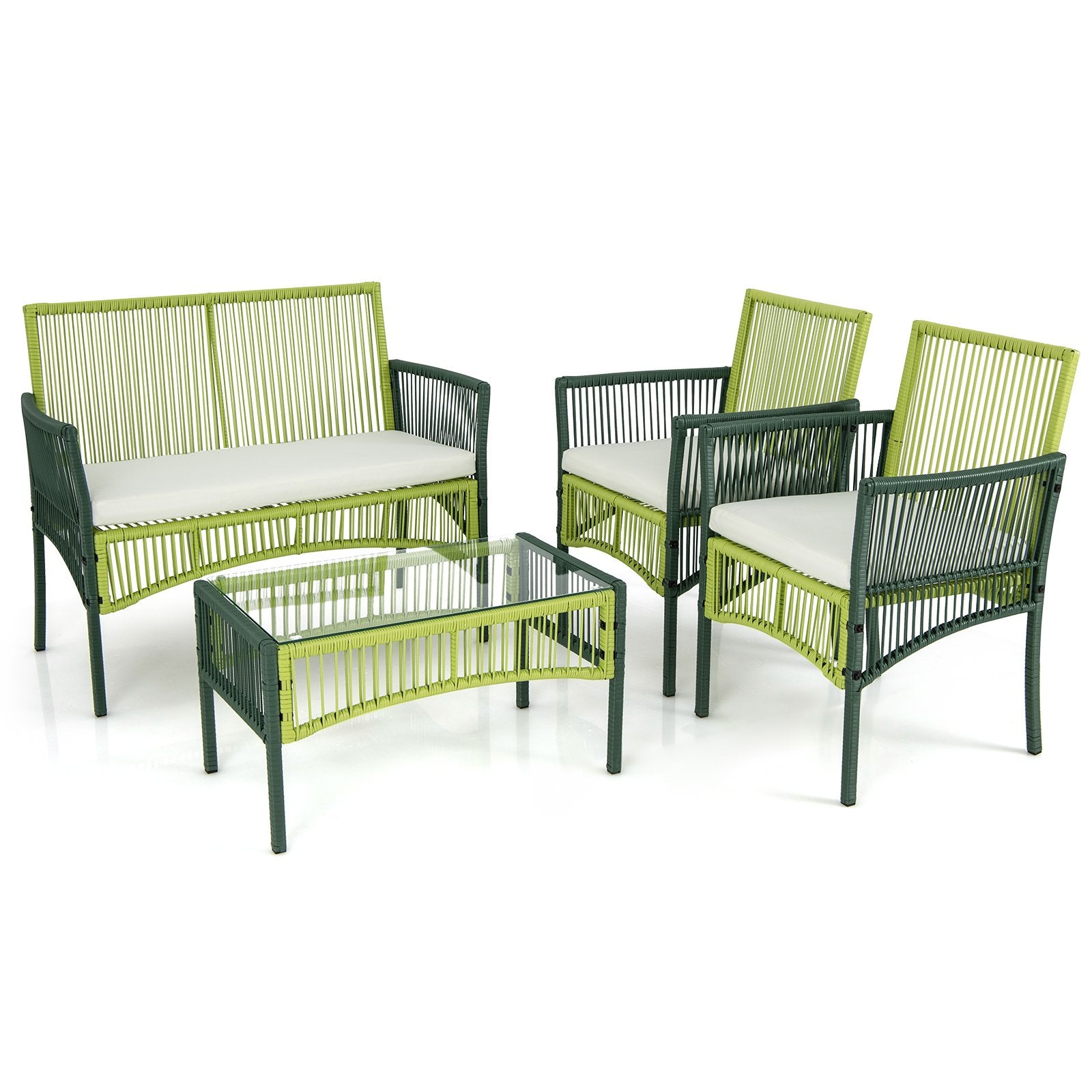 4 Piece Patio Round Wicker Conversation Set, Multicolor Patio Conversation Sets   at Gallery Canada