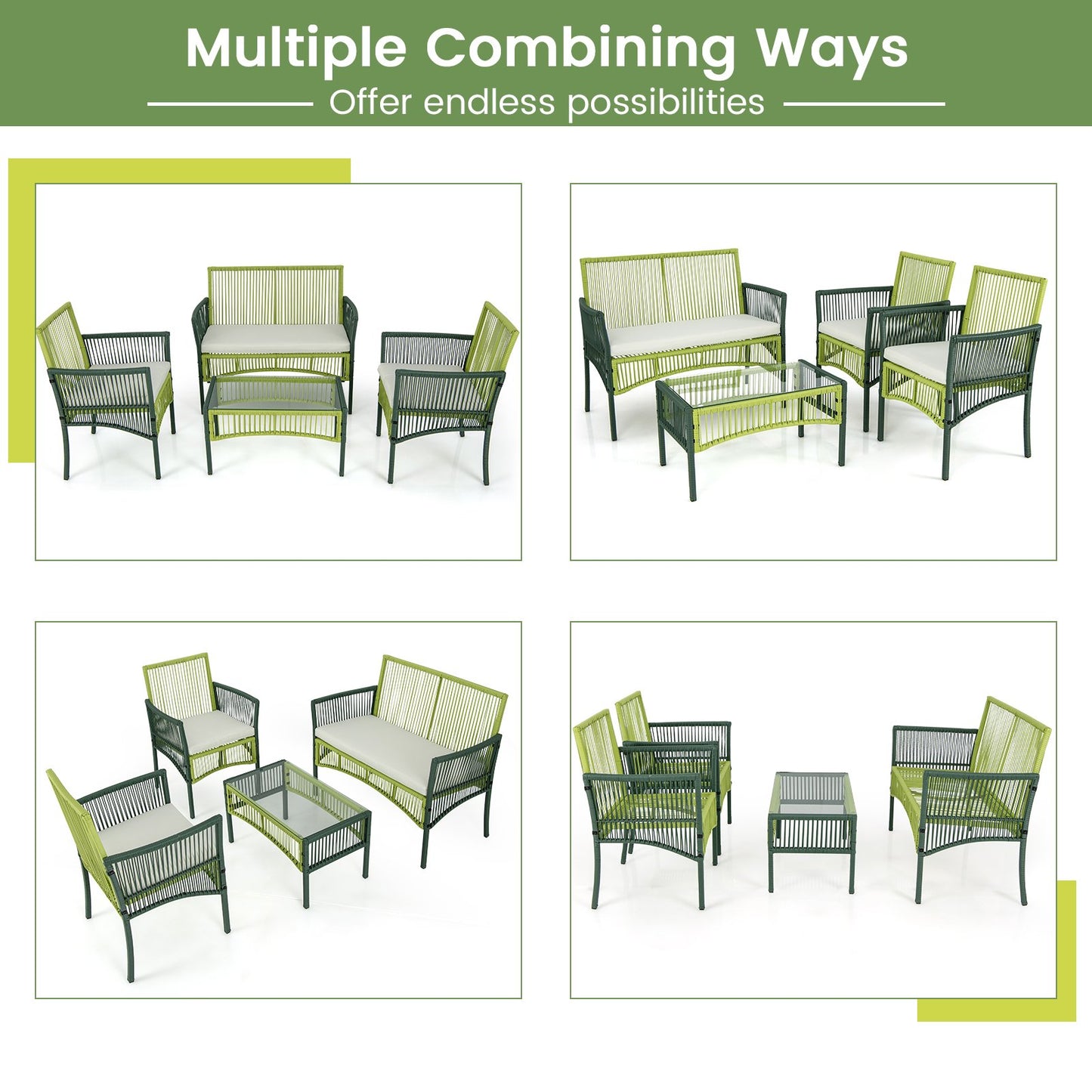 4 Piece Patio Round Wicker Conversation Set, Multicolor Patio Conversation Sets   at Gallery Canada