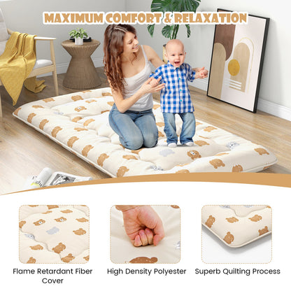 Foldable Futon Mattress with Washable Cover and Carry Bag for Camping-Twin Size, Brown Mattresses   at Gallery Canada