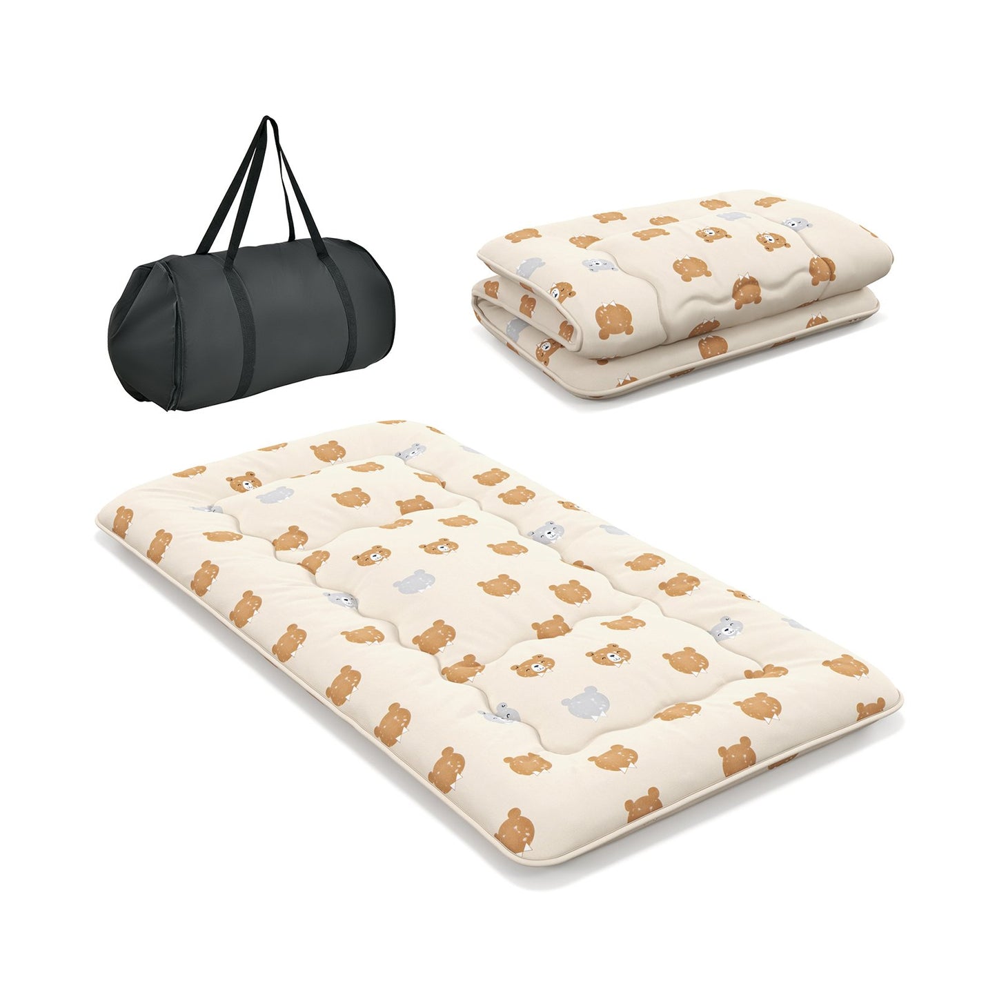 Foldable Futon Mattress with Washable Cover and Carry Bag for Camping-Twin Size, Brown Mattresses   at Gallery Canada