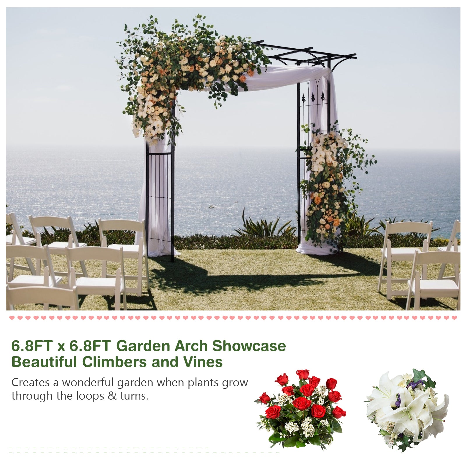 81 x 20 Inch Metal Garden Arch for Various Climbing Plant, Black Outdoor Decor   at Gallery Canada