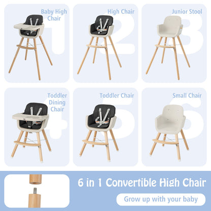 3-in-1 Convertible Wooden High Chair with Cushion, Black High Chairs   at Gallery Canada