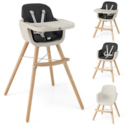 3-in-1 Convertible Wooden High Chair with Cushion, Black High Chairs   at Gallery Canada