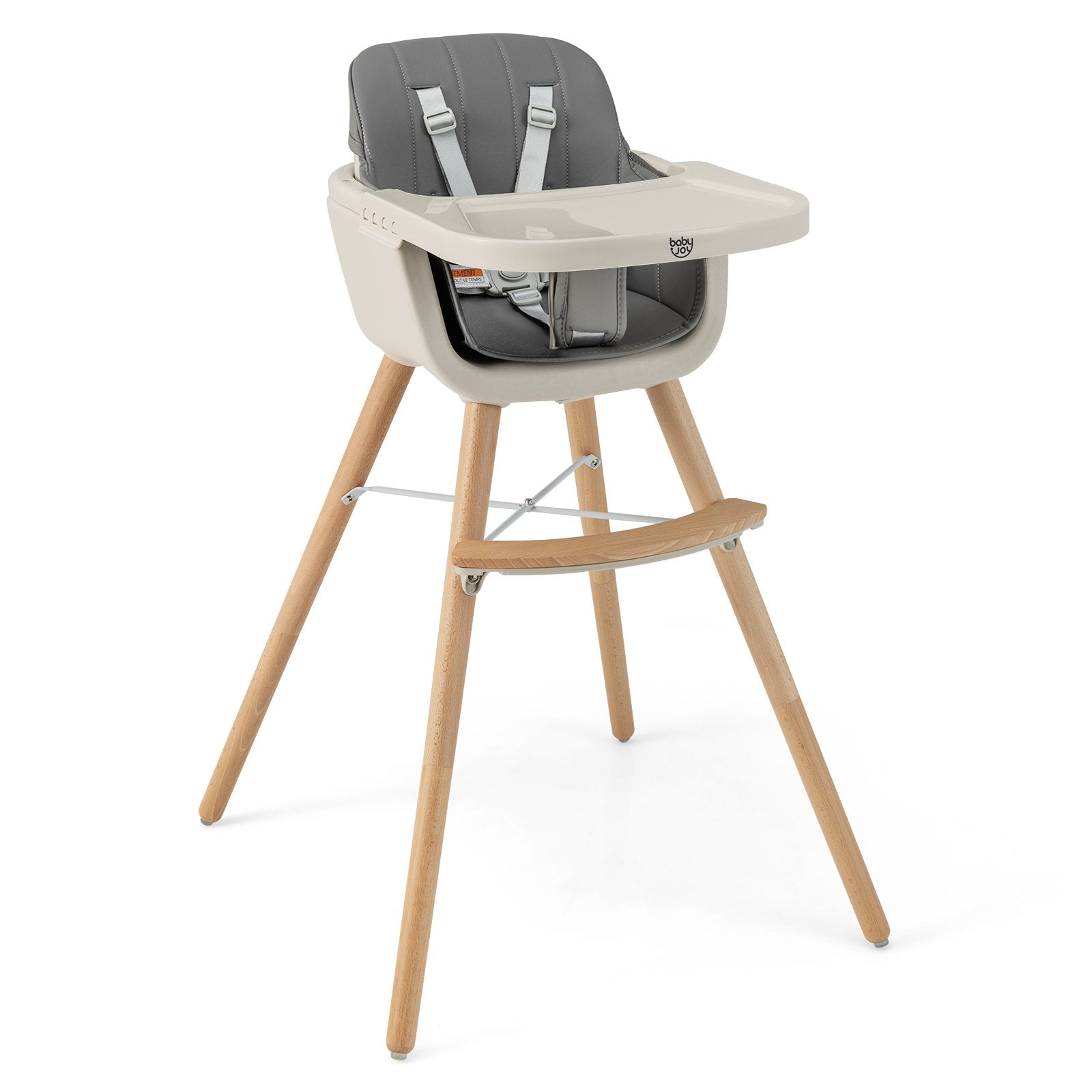 3-in-1 Convertible Wooden High Chair with Cushion, Light Gray High Chairs   at Gallery Canada