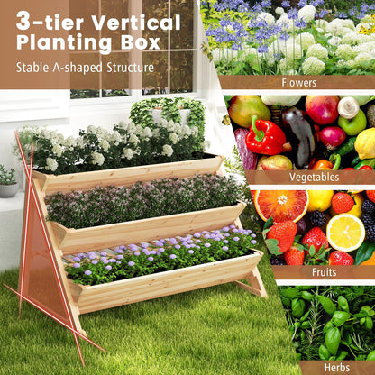 3-Tier Garden Bed with Storage Shelf  2 Hanging Hooks and 3 Bed Liners, Natural Raised Garden Beds   at Gallery Canada