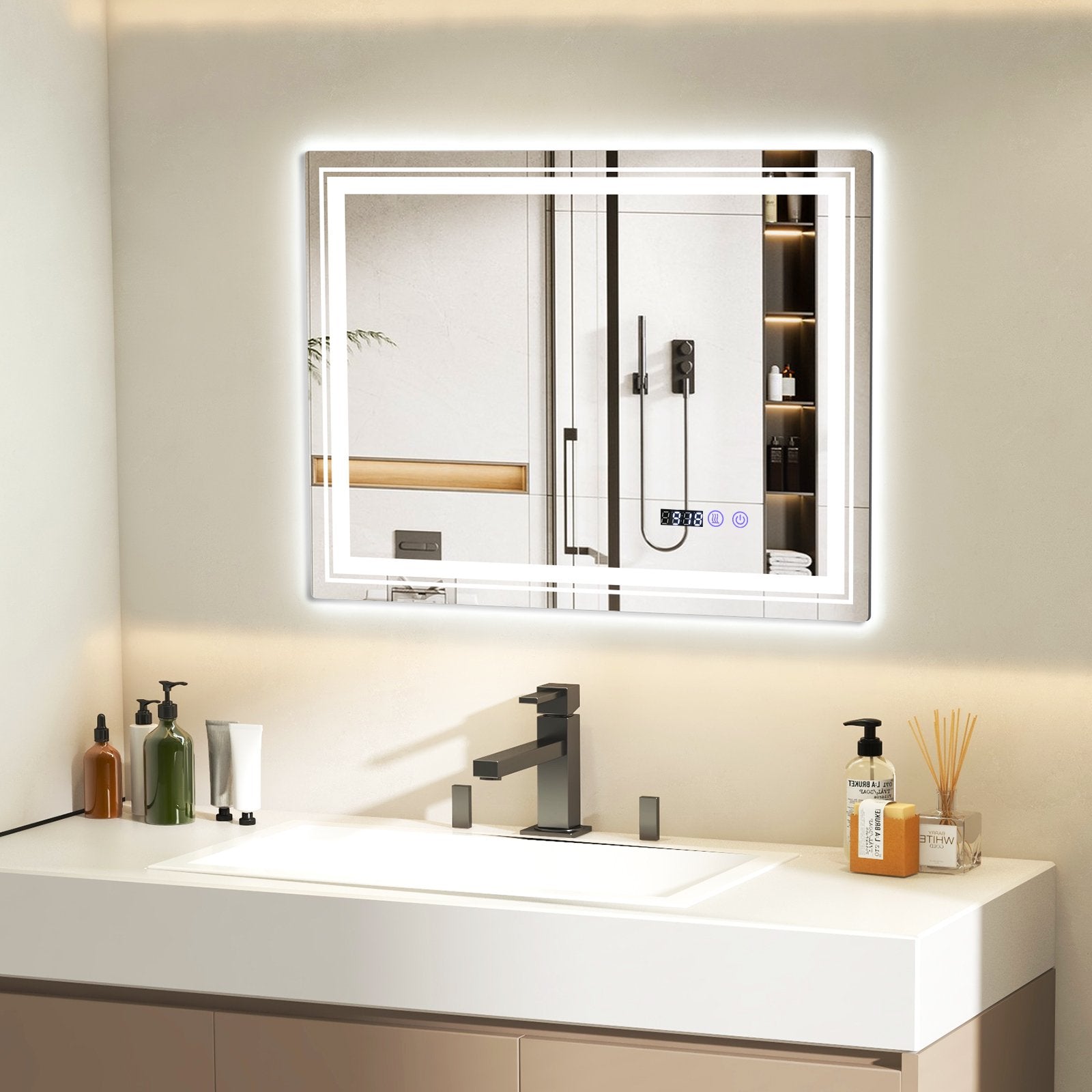 Defogging LED Bathroom Mirror with Memory Function and Anti-Fog-M Wall Mirrors   at Gallery Canada