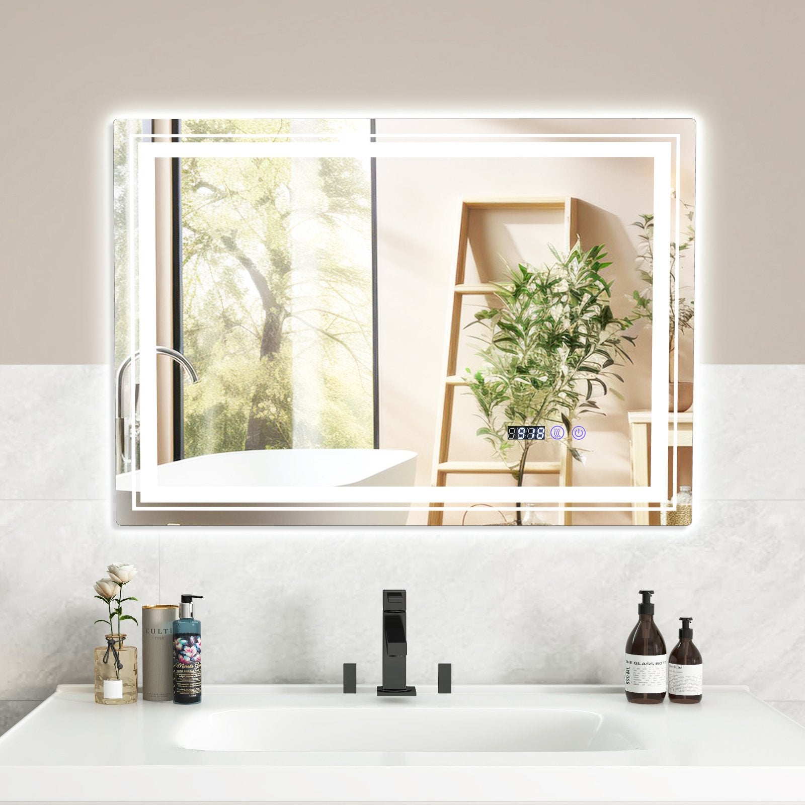 Defogging LED Bathroom Mirror with Memory Function and Anti-Fog-M Wall Mirrors   at Gallery Canada