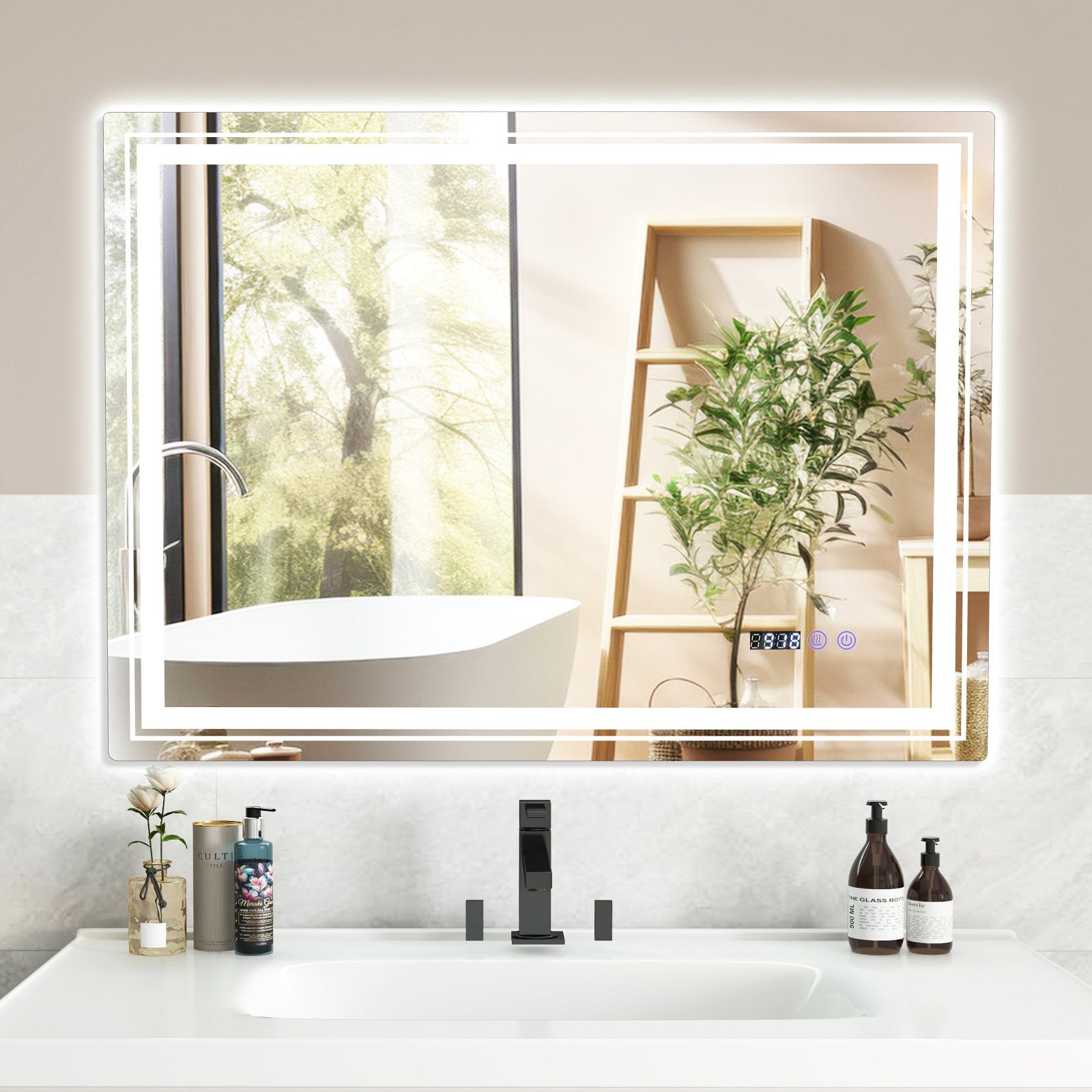 Defogging LED Bathroom Mirror with Memory Function and Anti-Fog-L Wall Mirrors   at Gallery Canada