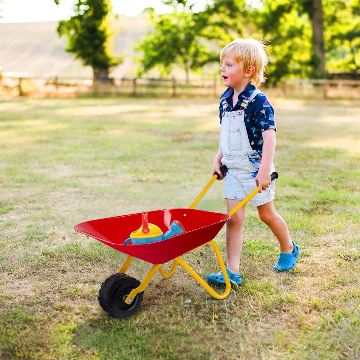 Outdoor Garden Backyard Play Toy Kids Metal Wheelbarrow, Red Sandboxes   at Gallery Canada