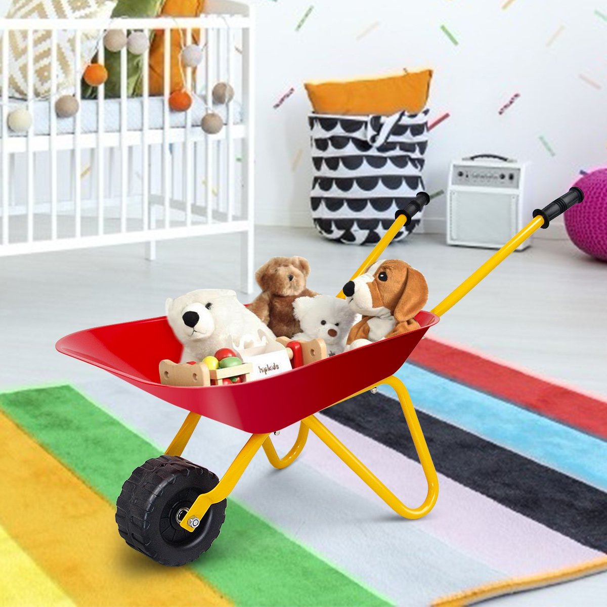 Outdoor Garden Backyard Play Toy Kids Metal Wheelbarrow, Red Sandboxes   at Gallery Canada