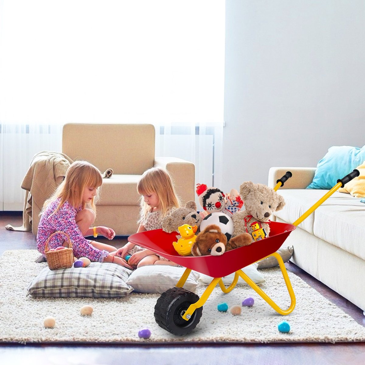 Outdoor Garden Backyard Play Toy Kids Metal Wheelbarrow, Red Sandboxes   at Gallery Canada