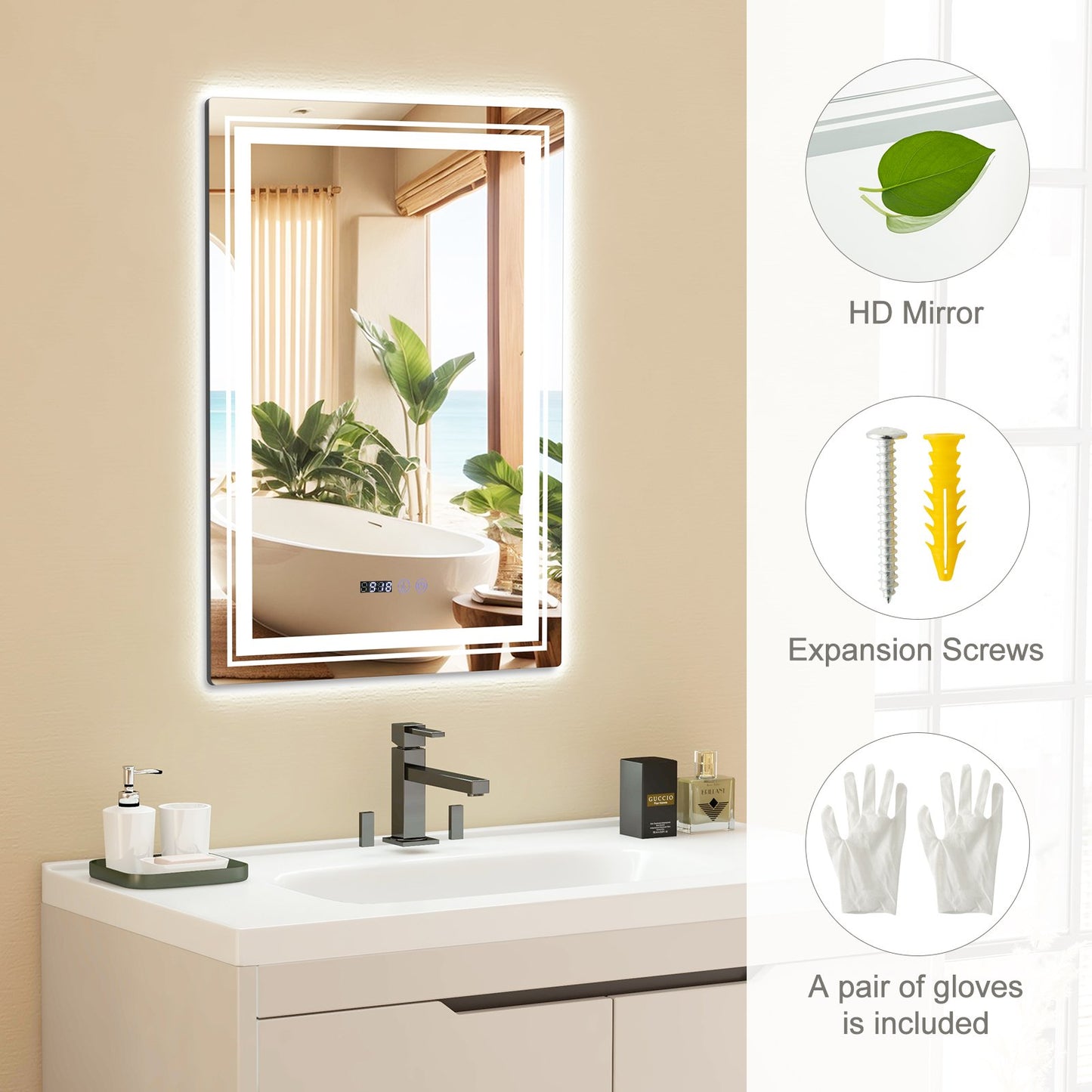 Defogging LED Bathroom Mirror with Memory Function and Anti-Fog-S Wall Mirrors   at Gallery Canada