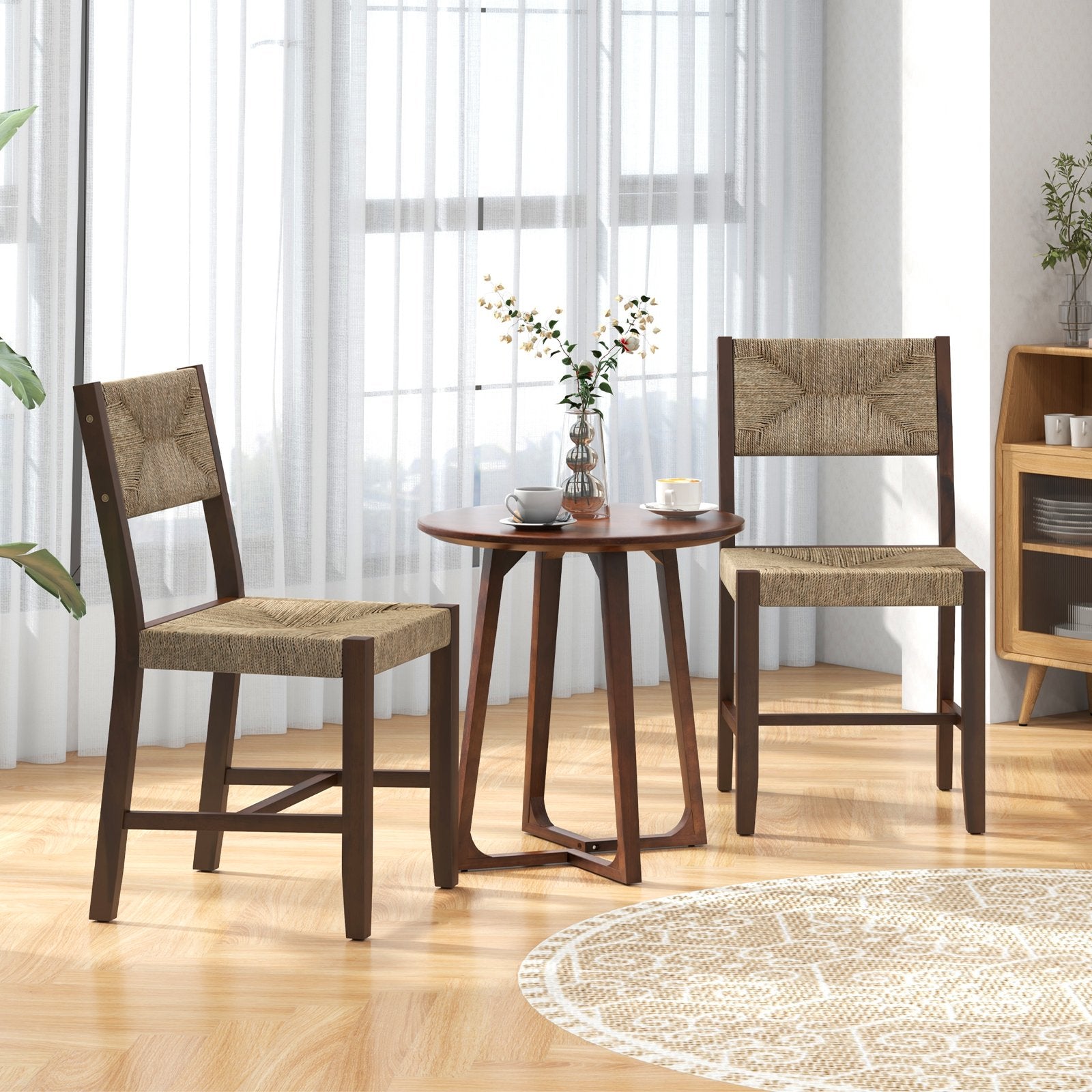 Wooden Dining Chair Set of 2 for Kitchen Dining Room, Brown Dining Chairs   at Gallery Canada