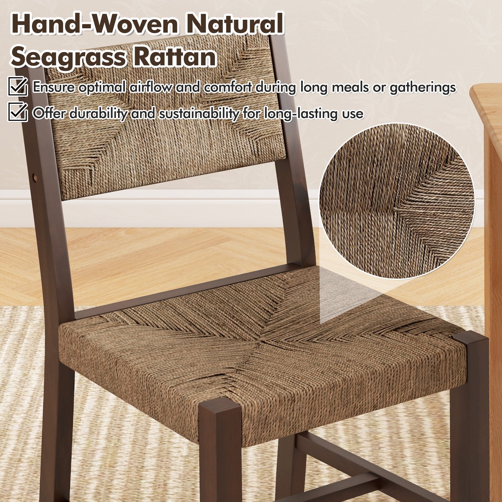 Wooden Dining Chair Set of 2 for Kitchen Dining Room, Brown Dining Chairs   at Gallery Canada