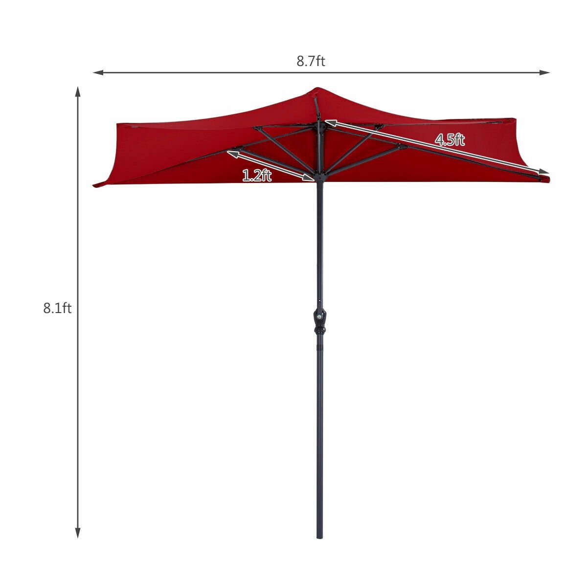 9Ft Patio Bistro Half Round Umbrella , Dark Red Outdoor Umbrellas   at Gallery Canada